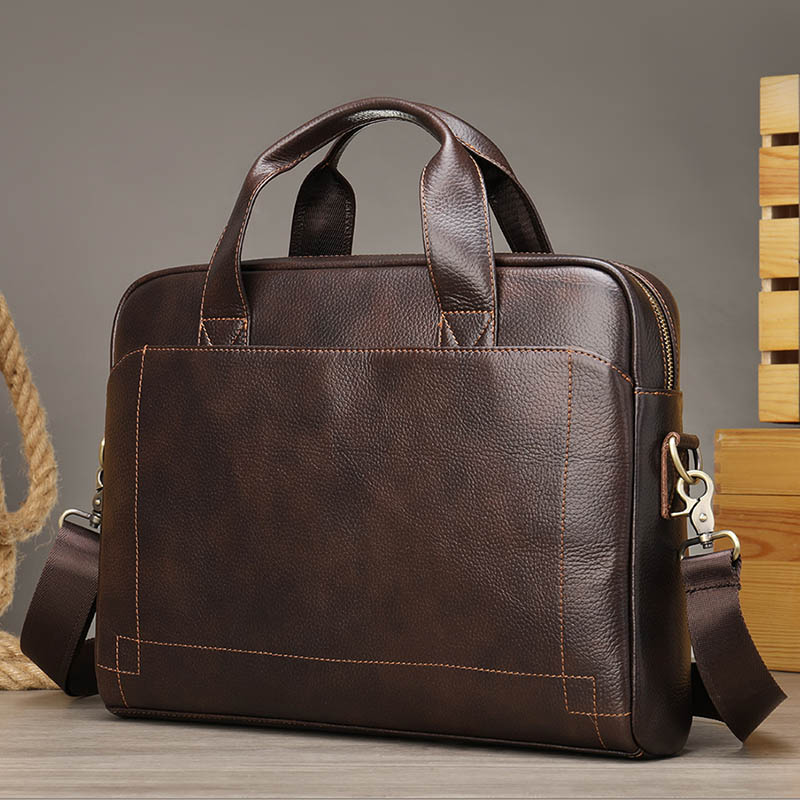 Leather Work Bag Laptop - Luufan lembut tas bisnis pria, Tote
