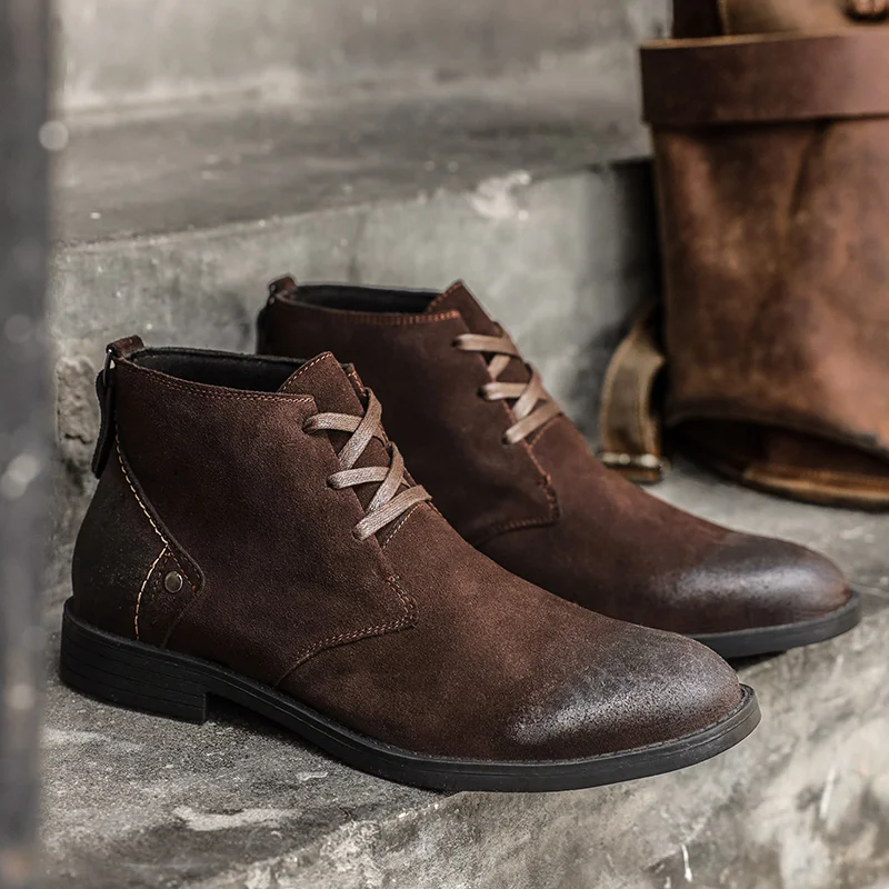 Vintage Leatherwork - Sepatu Boots Kulit Suede Sapi Baru