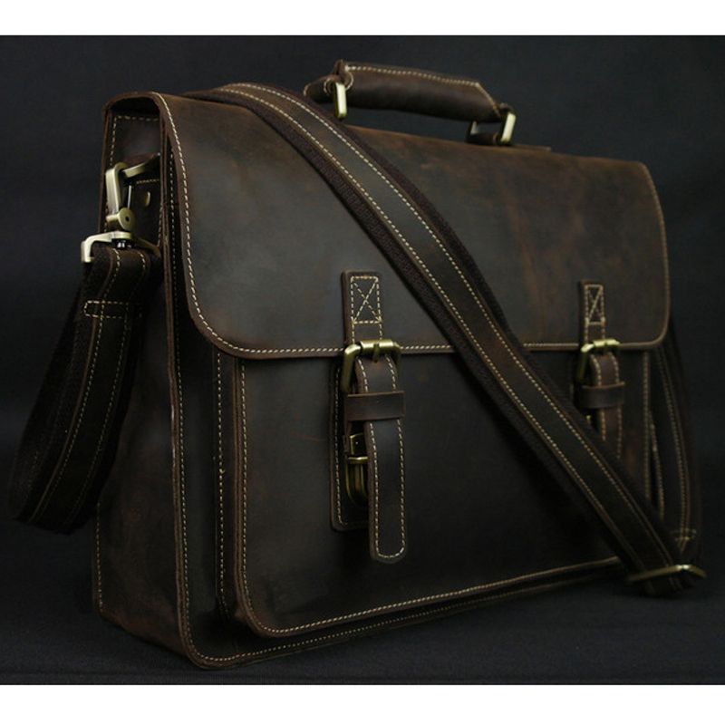 Leather Work Bag Laptop - Vintage Crazy Horse tas kulit asli