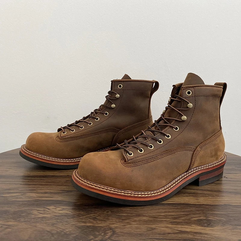 Vintage Leatherwork - Sepatu bot pergelangan kaki pria Inggris