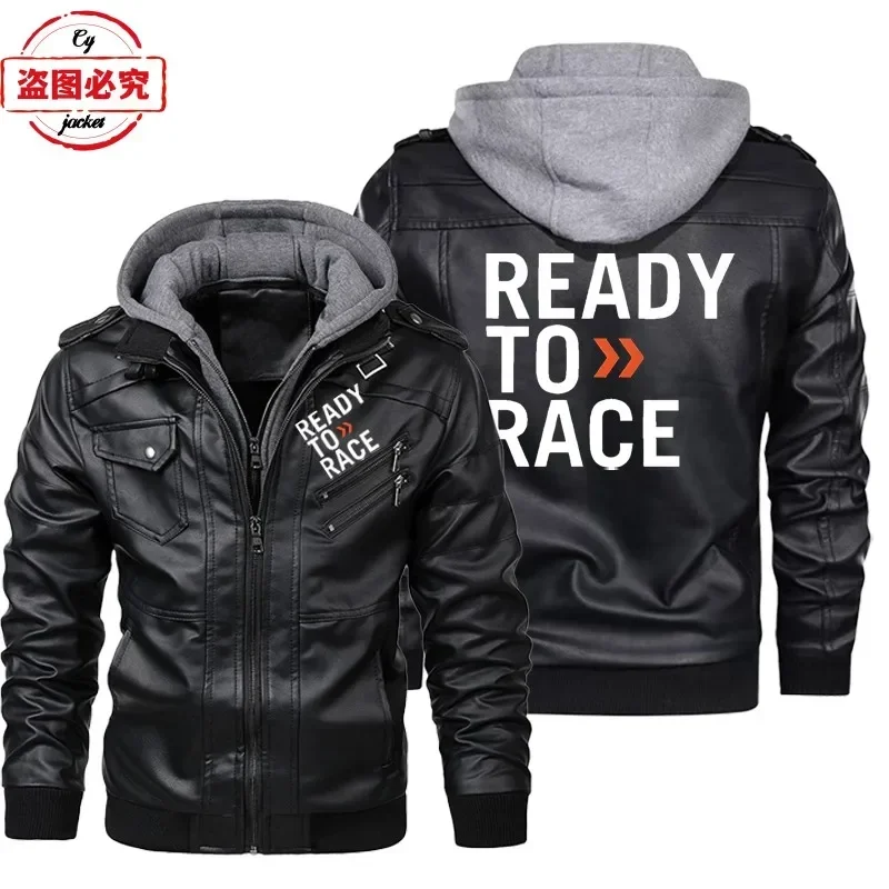 Leather Work Jacket With Hood - Jaket Kulit Berkerudung dengan Logo Ready