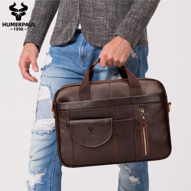 Leather Work Bag Laptop - Tas Laptop Kulit Sapi Asli Berkualitas