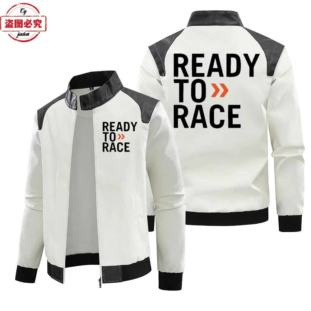 Leather Work Jacket With Hood - Jaket kulit berkerudung dengan logo Ready
