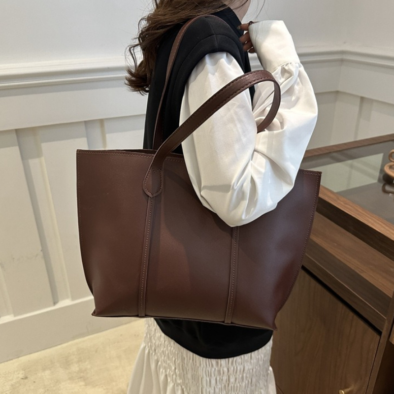 Leather Work Bag Laptop - Tas Selempang Kulit Imitasi Retro, Tas