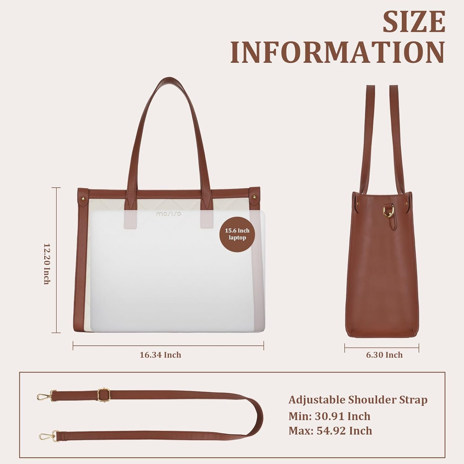 Leather Work Bag Laptop - Tas Laptop Tahan Air untuk Wanita