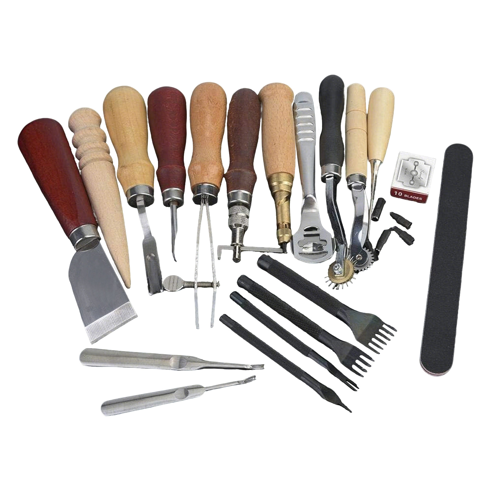 Leatherwork Kit - Peralatan Kulit, 19 Pcs Perlengkapan Kerajinan