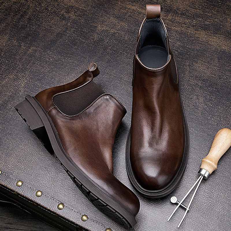 Vintage Leatherwork - Sepatu Bot Motor Musim Gugur Pria