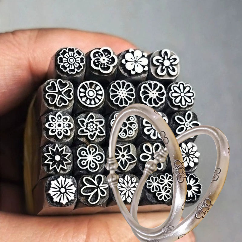 Leatherwork Patterns - Alat Stamping Logam Motif Bunga 5/7mm,