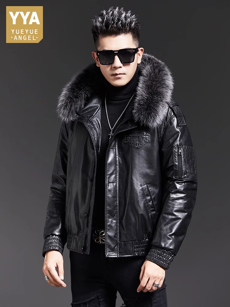 Leather Work Jacket With Hood - Jaket Kulit Domba Asli Berkerah Bulu