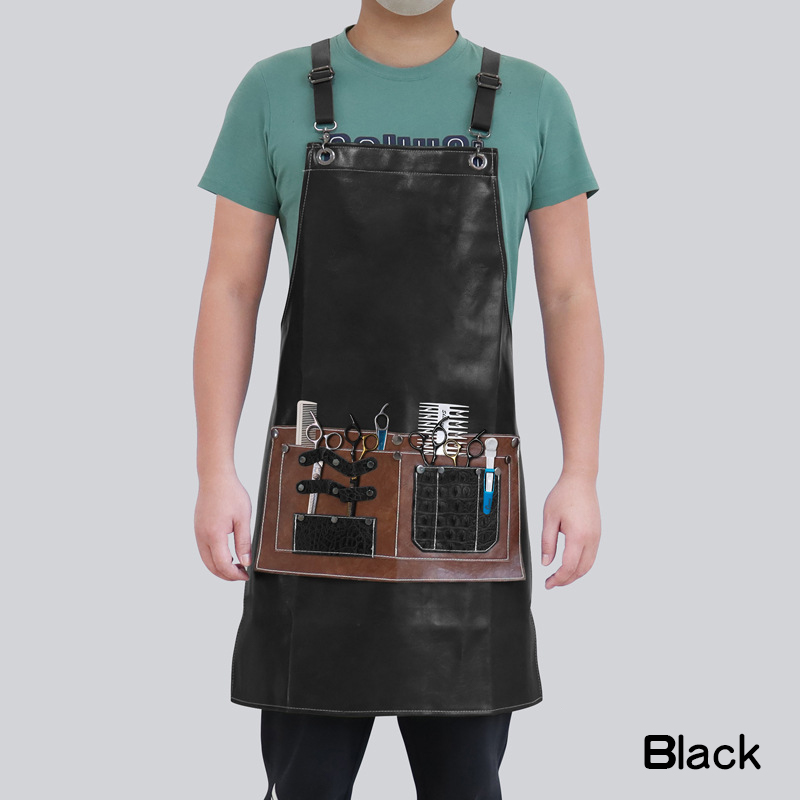 Leather Work Overalls - Celemek kulit pu logo kustom pakaian