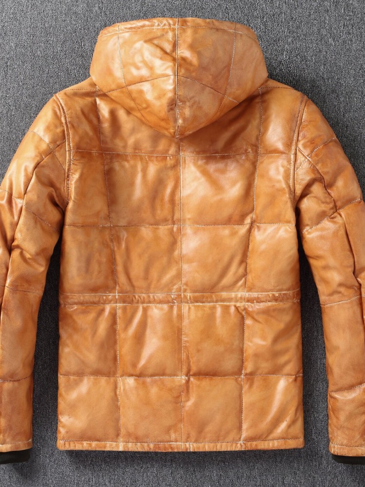 Jaket Kulit Domba Asli Pria Mu - Leather Work Jacket With Hood ulasan dan harga