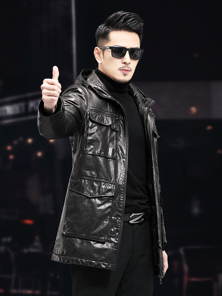 Mantel Kerja Bertudung Kulit S - Leather Work Jacket With Hood ulasan dan harga