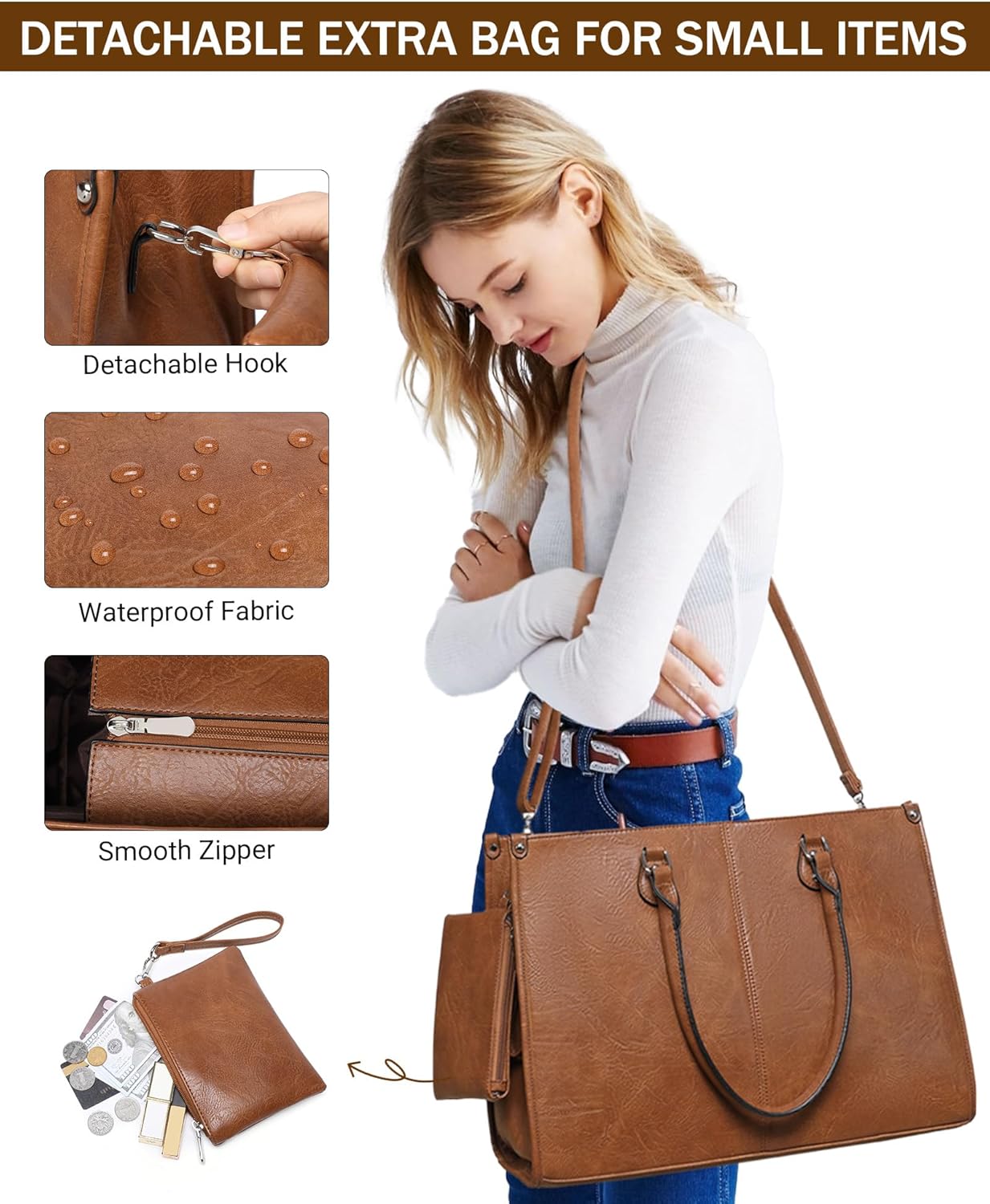 Tas Laptop 2 in 1 dengan Kompa - Leather Work Bag Laptop ulasan dan harga