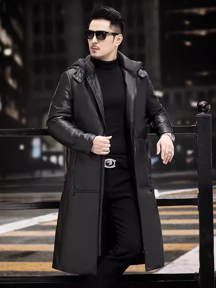 Mantel Bulu Angsa Tebal Hangat - Leather Work Jacket With Hood ulasan dan harga
