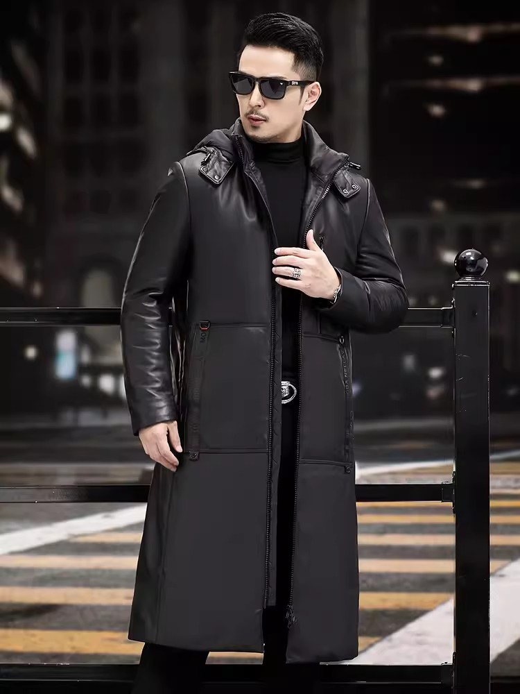 Mantel Bulu Angsa Tebal Hangat - Leather Work Jacket With Hood ulasan dan harga