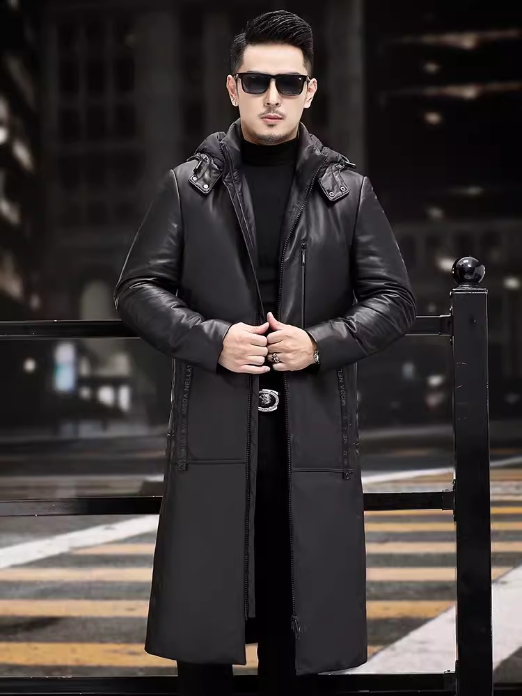 Mantel Bulu Angsa Tebal Hangat - Leather Work Jacket With Hood ulasan dan harga