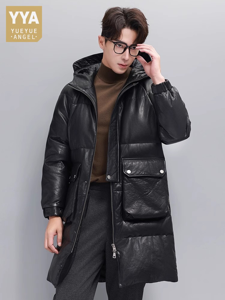 Jaket Bulu Angsa Hangat Pria M - Leather Work Jacket With Hood ulasan dan harga