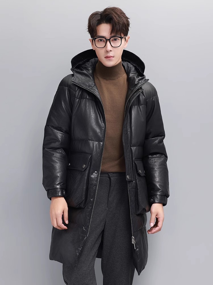 Jaket Bulu Angsa Hangat Pria M - Leather Work Jacket With Hood ulasan dan harga