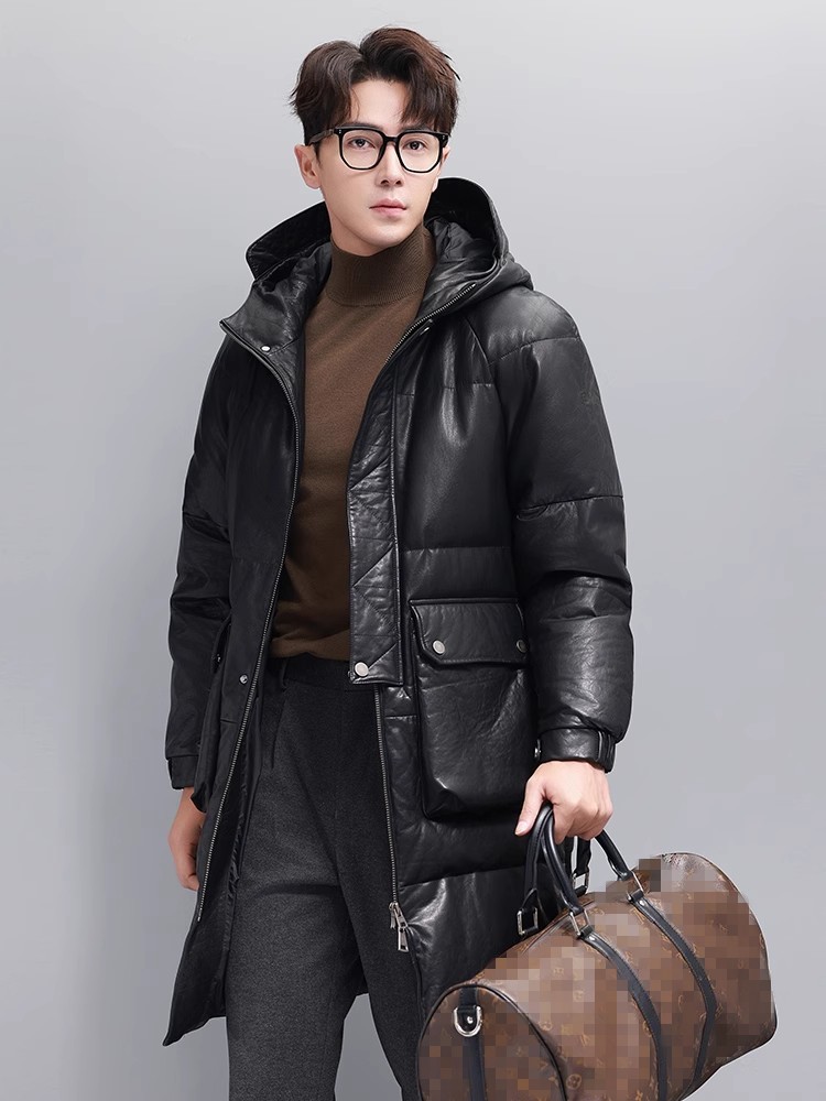 Jaket Bulu Angsa Hangat Pria M - Leather Work Jacket With Hood ulasan dan harga