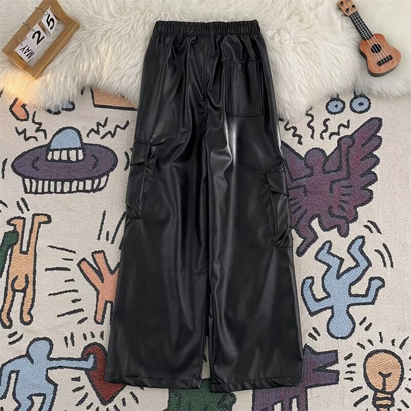 Celana panjang kulit PU untuk  - Leather Work Overalls ulasan dan harga