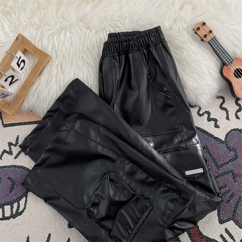Celana panjang kulit PU untuk  - Leather Work Overalls ulasan dan harga