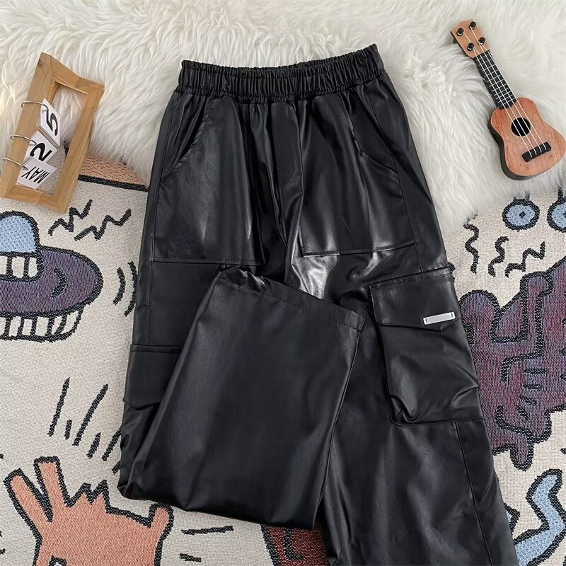 Celana panjang kulit PU untuk  - Leather Work Overalls ulasan dan harga