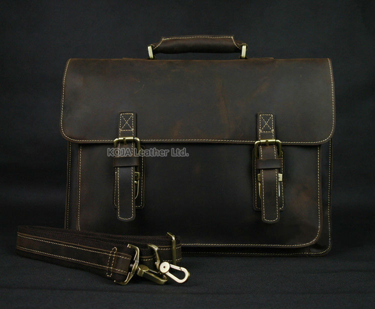 Vintage Crazy Horse tas kulit  - Leather Work Bag Laptop ulasan dan harga