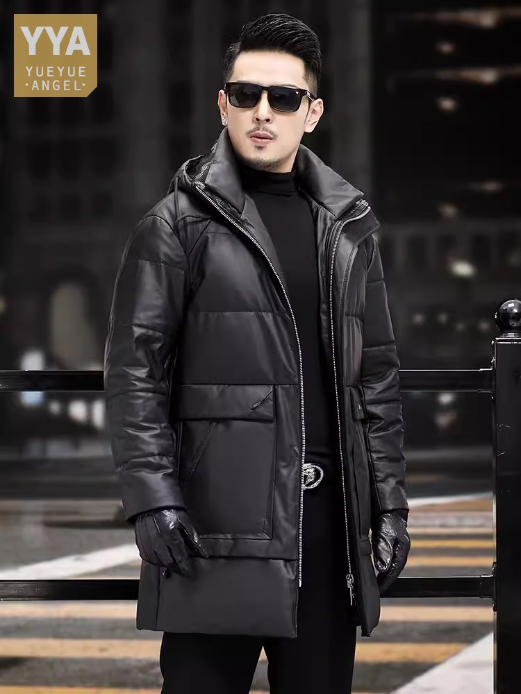 Mantel Bulu Angsa Putih Hangat - Leather Work Jacket With Hood ulasan dan harga