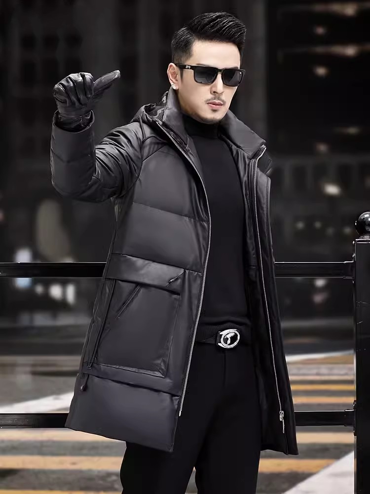 Mantel Bulu Angsa Putih Hangat - Leather Work Jacket With Hood ulasan dan harga