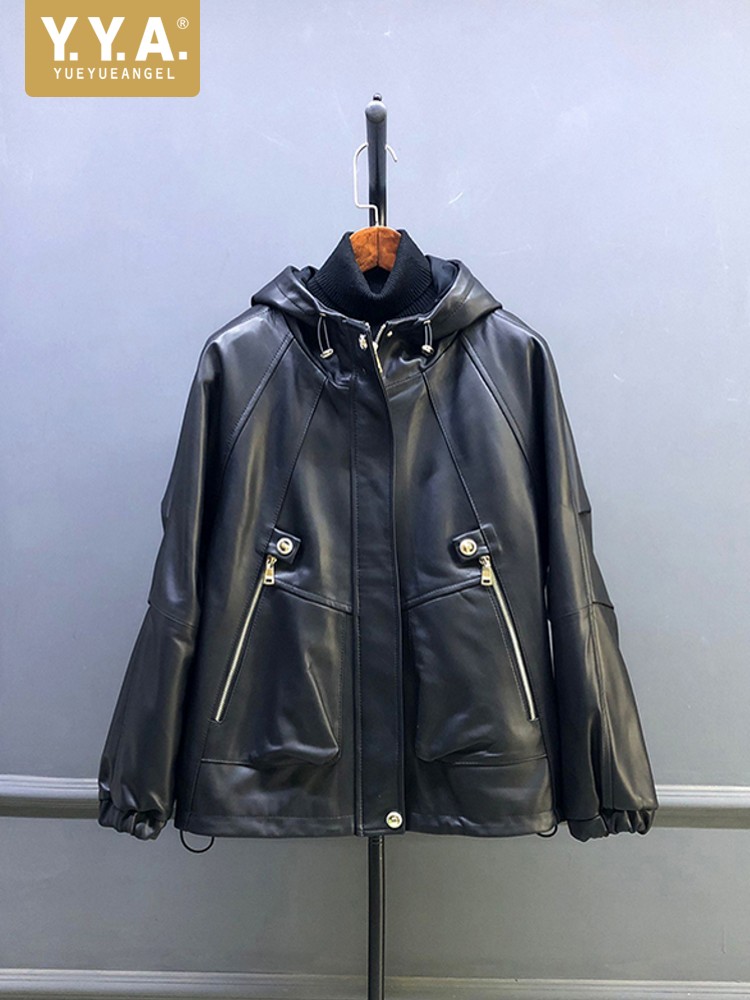 Penjualan Panas Musim Gugur Ja - Leather Work Jacket With Hood ulasan dan harga