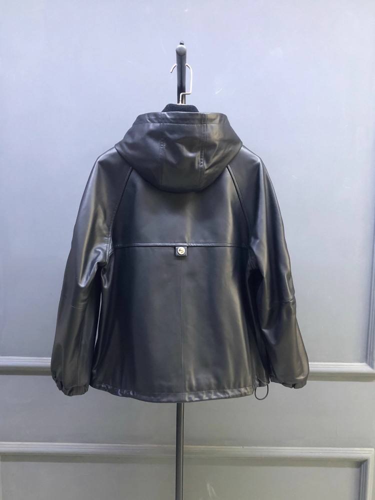 Penjualan Panas Musim Gugur Ja - Leather Work Jacket With Hood ulasan dan harga