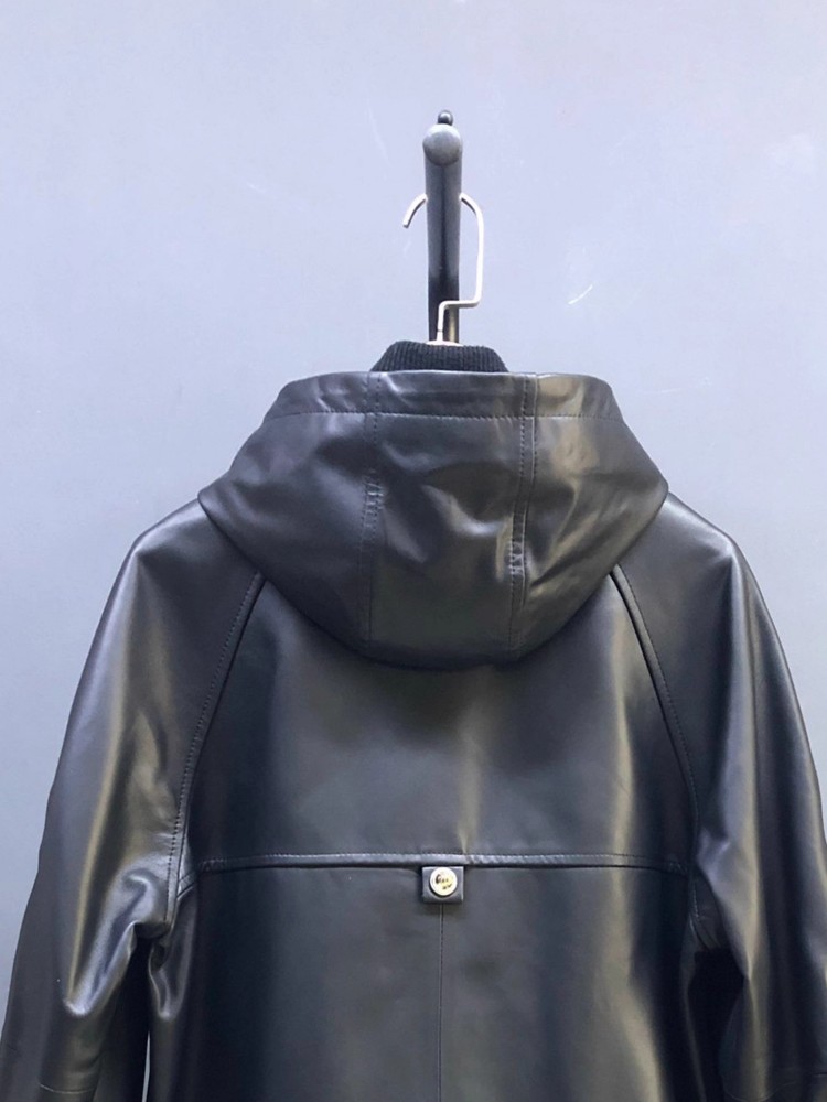 Penjualan Panas Musim Gugur Ja - Leather Work Jacket With Hood ulasan dan harga