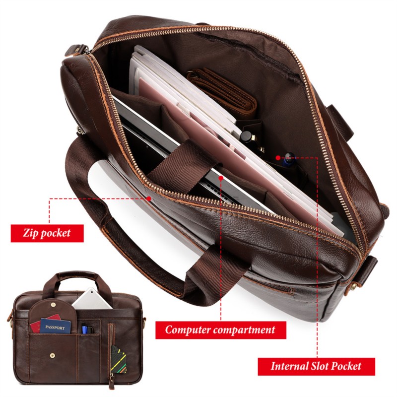 Tas Laptop Kulit Sapi Asli Ber - Leather Work Bag Laptop ulasan dan harga