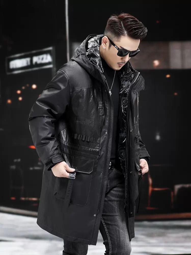 Mantel Kulit Asli Musim Dingin - Leather Work Jacket With Hood ulasan dan harga