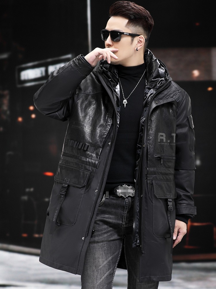 Mantel Kulit Asli Musim Dingin - Leather Work Jacket With Hood ulasan dan harga