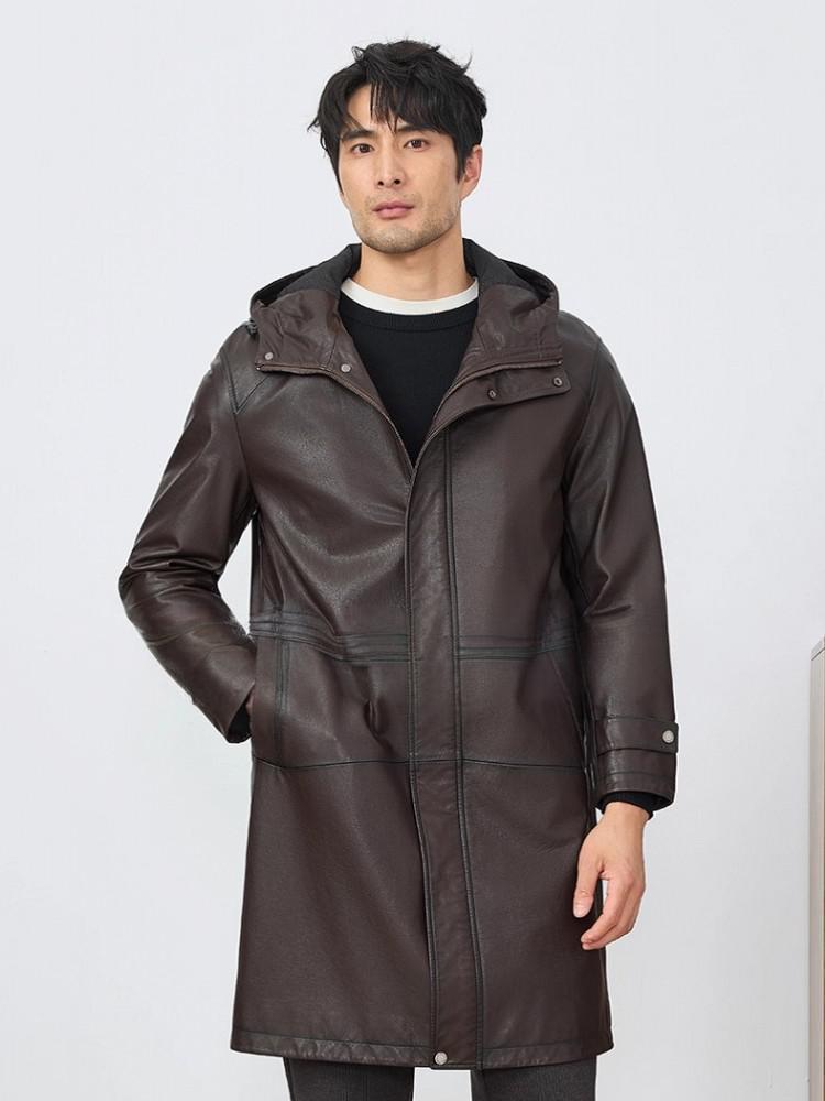 Jaket Panjang Kulit Asli Pria  - Leather Work Jacket With Hood ulasan dan harga