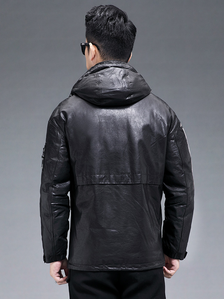 Jaket Kulit Kambing Asli Hanga - Leather Work Jacket With Hood ulasan dan harga