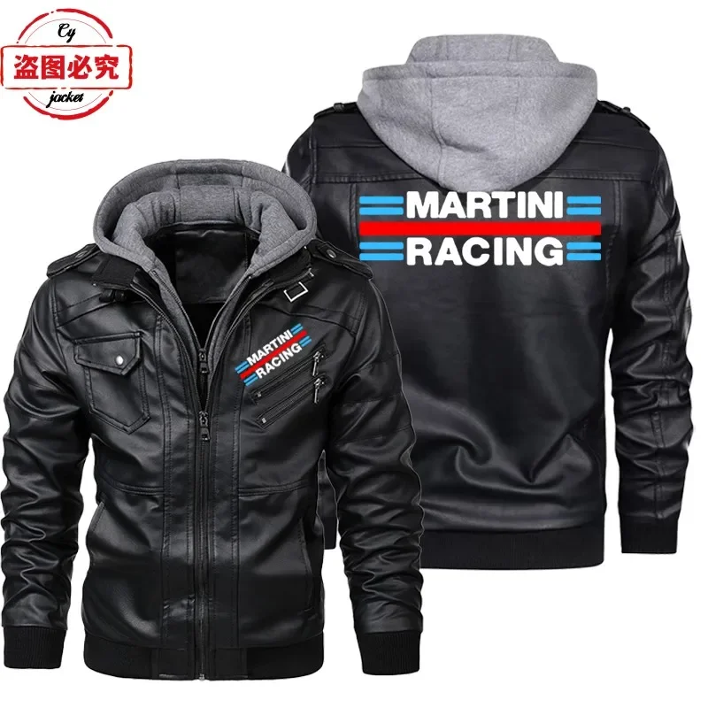 Jaket Kulit PU Berlogo Martini - Leather Work Jacket With Hood ulasan dan harga