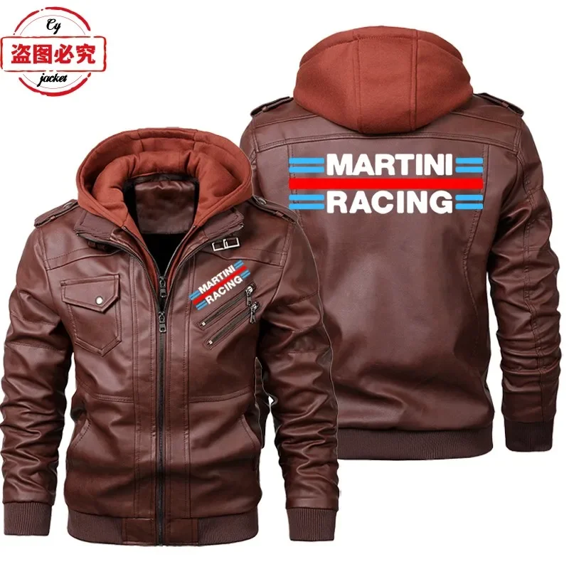 Jaket Kulit PU Berlogo Martini - Leather Work Jacket With Hood ulasan dan harga