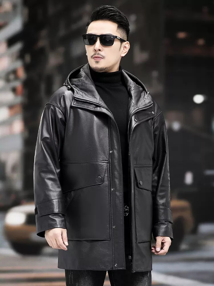 Jaket Panjang Bertudung Kepala - Leather Work Jacket With Hood ulasan dan harga