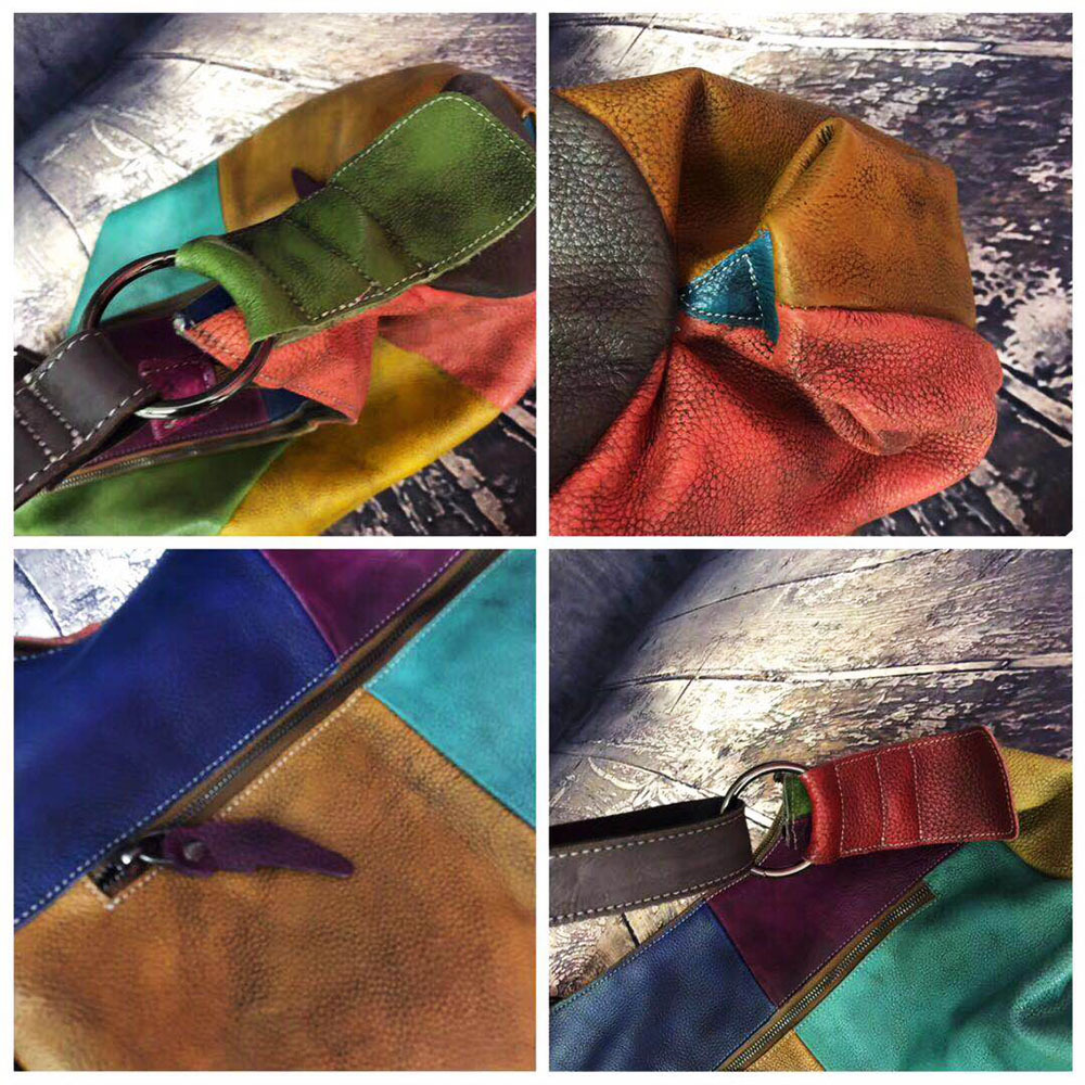 Patchwork Kulit Sapi Kulit Tas - Leather Work Bag Laptop ulasan dan harga